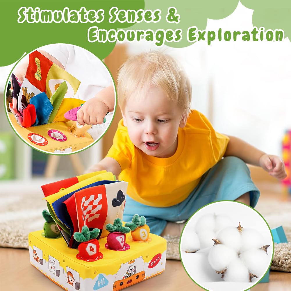 HYMBCFW Baby Sensory Tissue Box Toy, Sensory Toys for Babies with Soft Fruits,Soft Crinkle Toys for 6-12 Months - Image 4