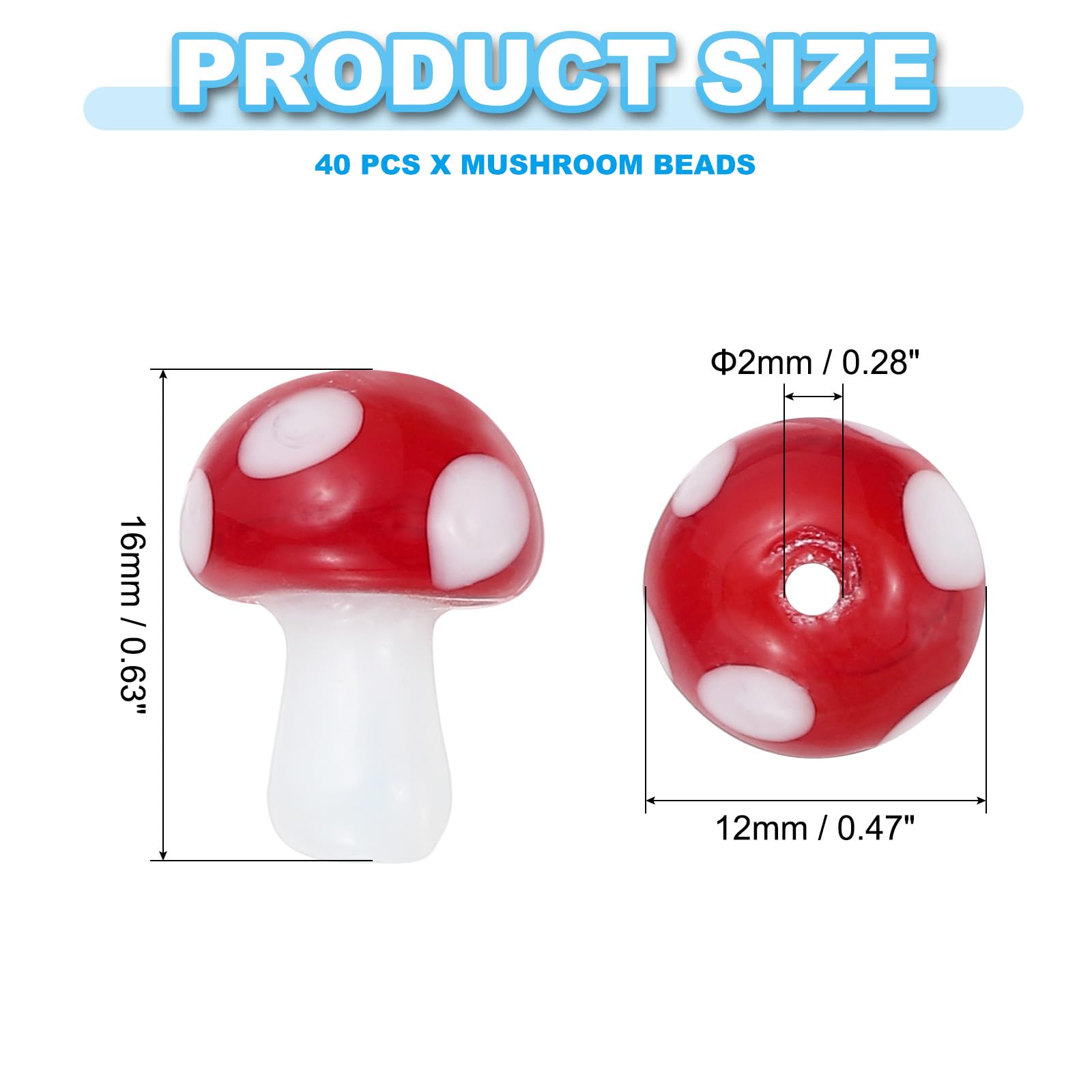PATIKIL 0.6" x 0.5" Cute Mushroom Beads - Image 2