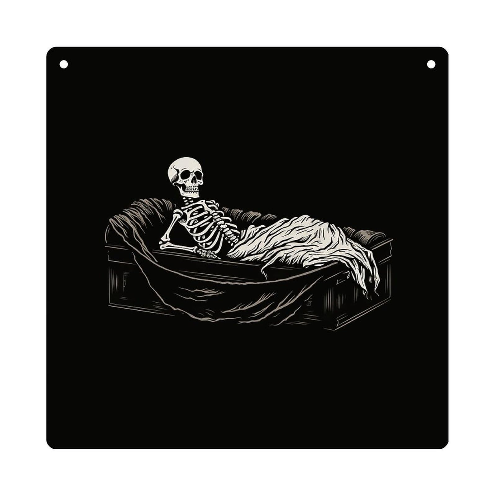 Adfgyerh Style Skeleton In The Coffin Hanging Ornaments Window Hanging Modern Acrylic Decor For Living Room Bedroom Dining Room Hallway Office Wall Decor, 8X8 In