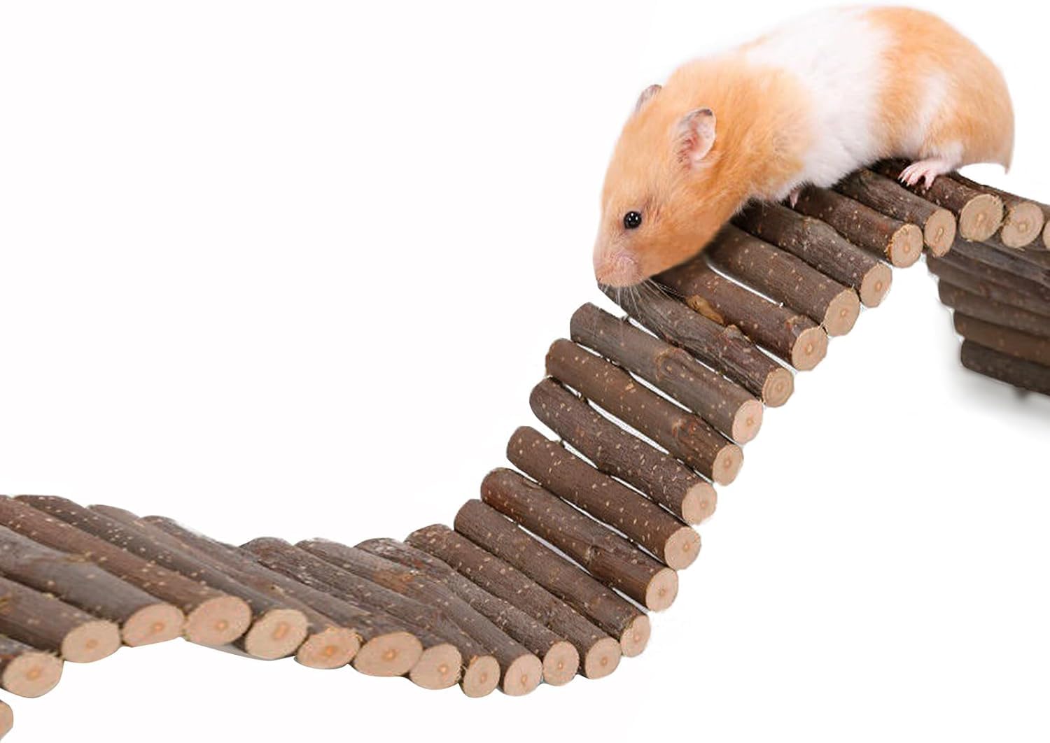 SS Organic Hamster Suspension Bridge Hamster Ladder Bridge Hamster Climbing Ladder Natural Wood Bridge for Hamster Rats Mouse Guinea Pig Chinchilla Ferret Reptile Small Animals Cage Wooden Hideout Toy-image-18