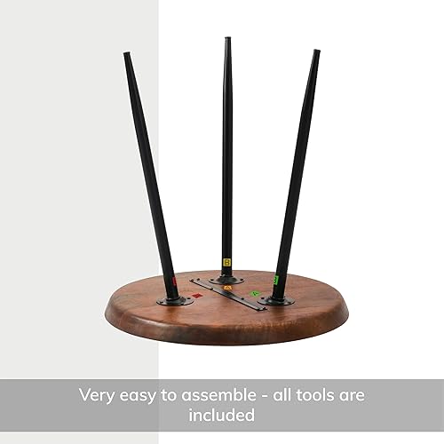 Miniatura 6 de MH London Mesa auxiliar moderna, mesa auxiliar Dilan de tres pines. Mesita de noche pequeña hecha a mano de diseño exclusivo. Mesa auxiliar redonda