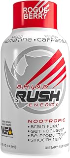 Rhino Rush- New Energy Shots 12 Pack, 2 oz Extra Strength Caffeine Energy Drink Shot, Lasts 4 to 6 Hour (Rogue Berry)…