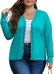 OLRIK Plus Taille Cardigan tricoter ouvert avant boutons vers le bas V-Neck manches longues Casual Sweater Shrugs pour femme
