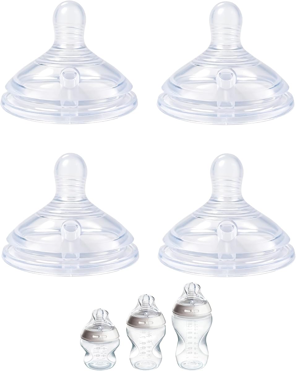Tetinas de repuesto para biberones anticólicos avanzados Tommee Tippee, tetinas de silicona suave para biberones, flujo lento, 0M+, sin BPA, aptas para lavavajillas, paquete de 4