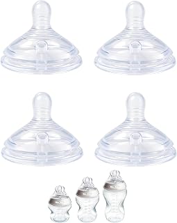Replacement Nipples for Tommee Tippee Advanced Anti-Colic Baby Bottles, Soft Silicone Baby Bottle Nipples, Slow Flow, 0M+, BPA Free, Dishwasher Safe, 4 Pack