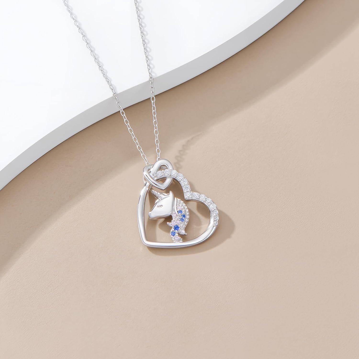 Cute Unicorn Necklace 925 Sterling Silver Colored Gems Pendant Fairytale Fashion Jewelry for Ladies - Image 3