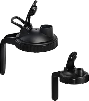 Wide + Regular Mouth Mason Jar Lid with Handle and Flip Cap, Easy Pouring Spout, Airtight Leak Proof, 2 Pack Black