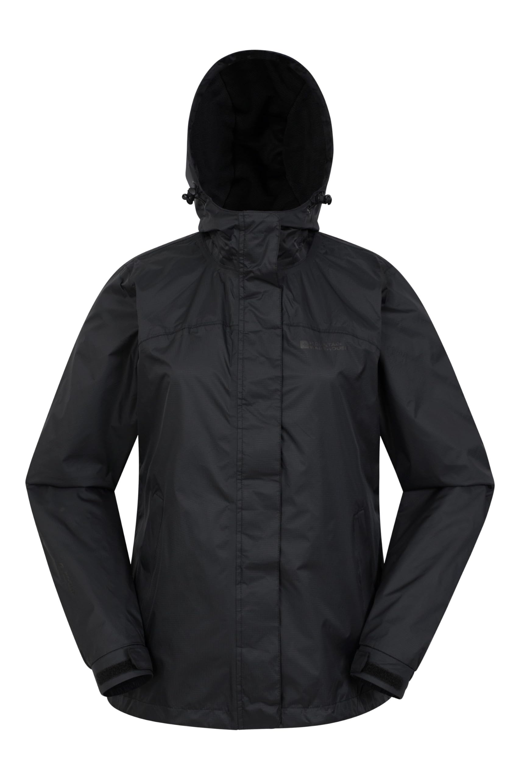 Mountain Warehouse Women's Black Torrent Waterproof Jacket - Raincoat, Lightweight Coat, Fully Taped Seams, 2 Zipped Pockets Cagoule - For Travelling, Camping, Outdoors 22 Plus