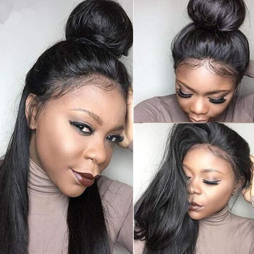 Luduna Brazilian Straight Lace Wig with Baby Hair 9A 100% Unprocessed Lace Front Wigs Human Hair 150% Density Glueless Pre Plucked Human Hair Lace Front Wigs for Black Women (22", Natural Color)