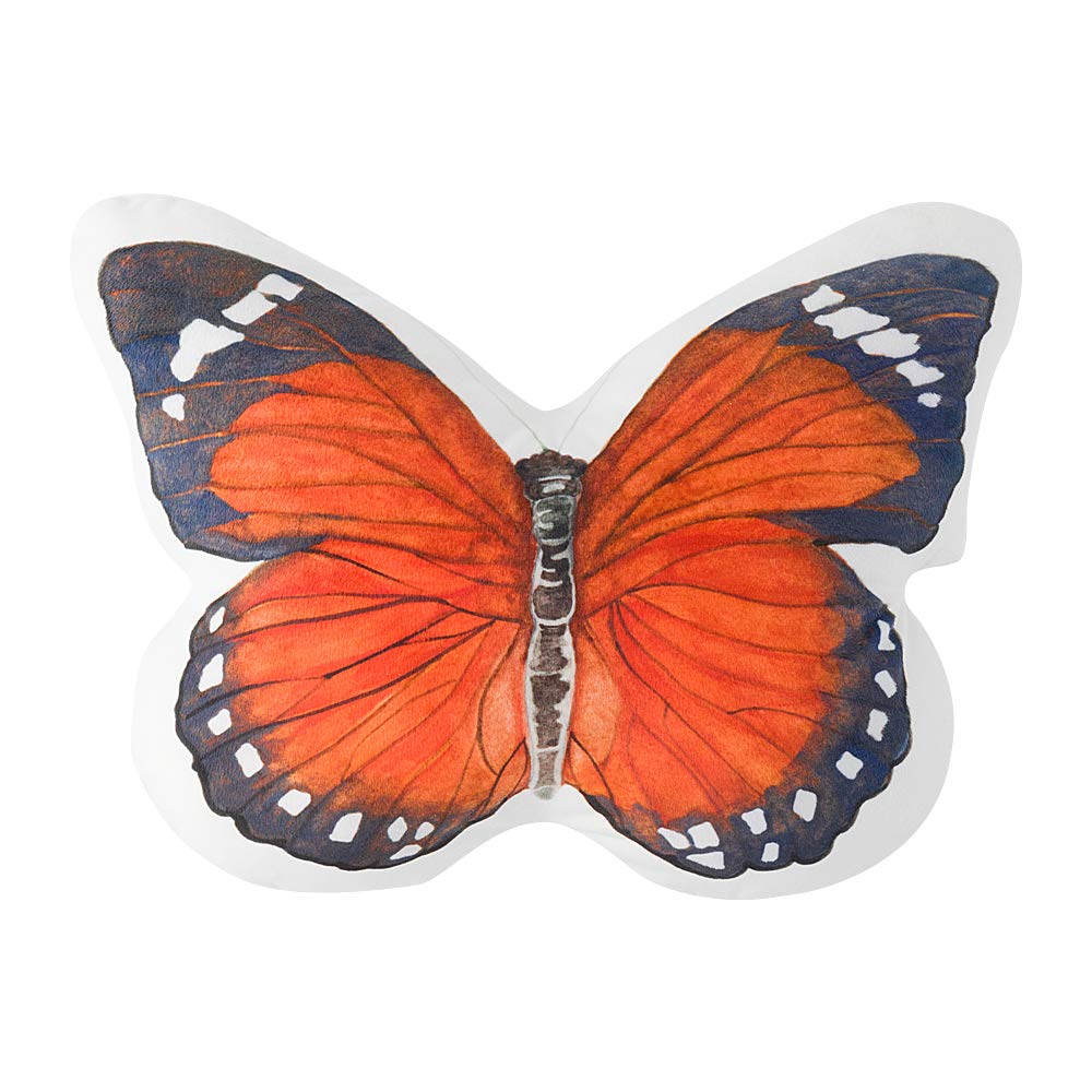 JWH 3D Animal Accent Pillow Lifelike Butterfly Shape Cushion Stuffed Super Soft Short Plush Toy Decorative Home Bed Living Room Car Chair Children Gift 13 x 15 Inch Light Orange