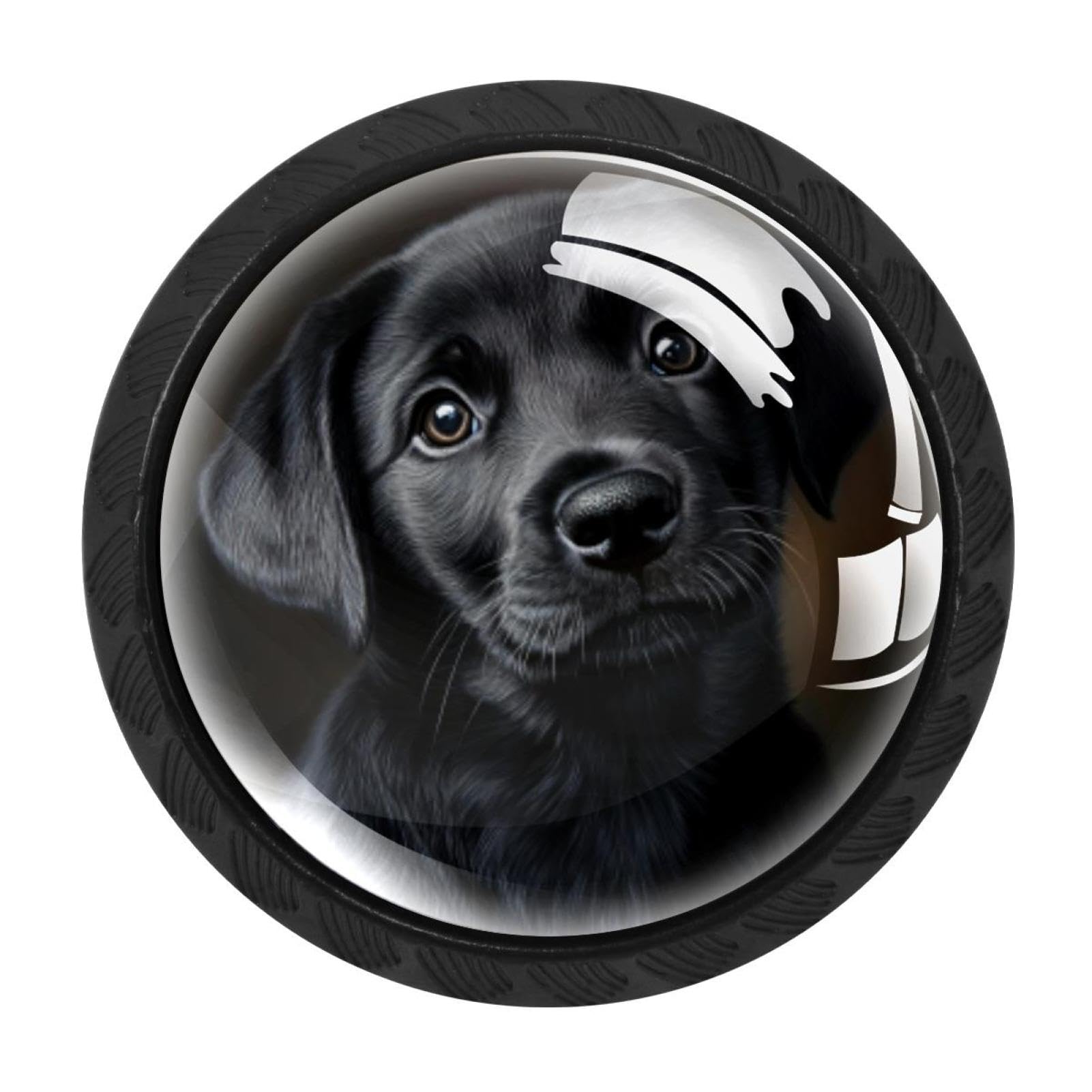 CHENZZZZ Labrador Puppy Drawer Knobs Pull Handle Crystal Glass Circle Shape Cabinet Drawer Pulls Cupboard Knobs with Screws for Kitchen Cupboard Dresser Wardrobe etc