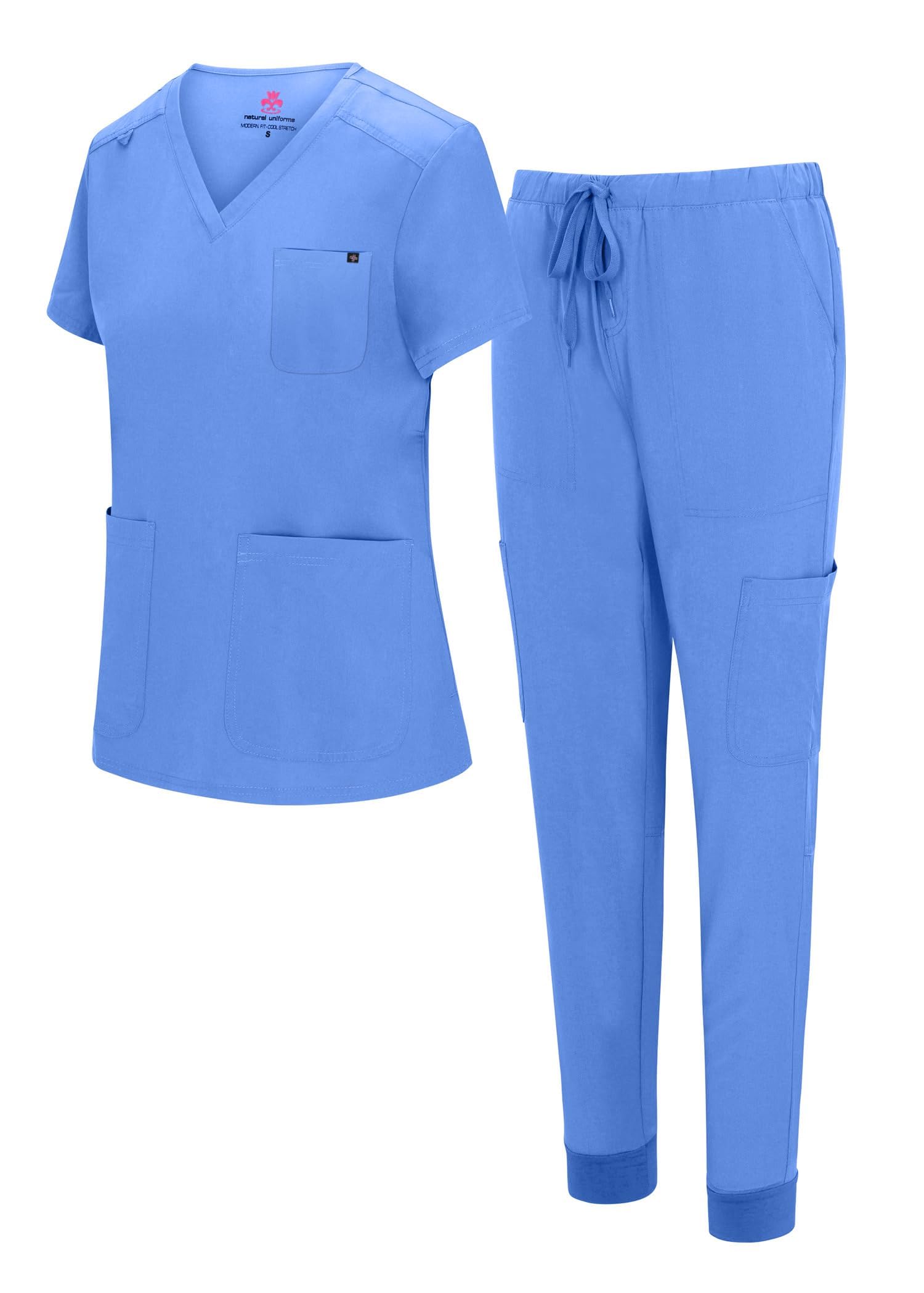 Natural Uniforms Womens 10 Pocket Cool Stretch Jogger Scrub Set