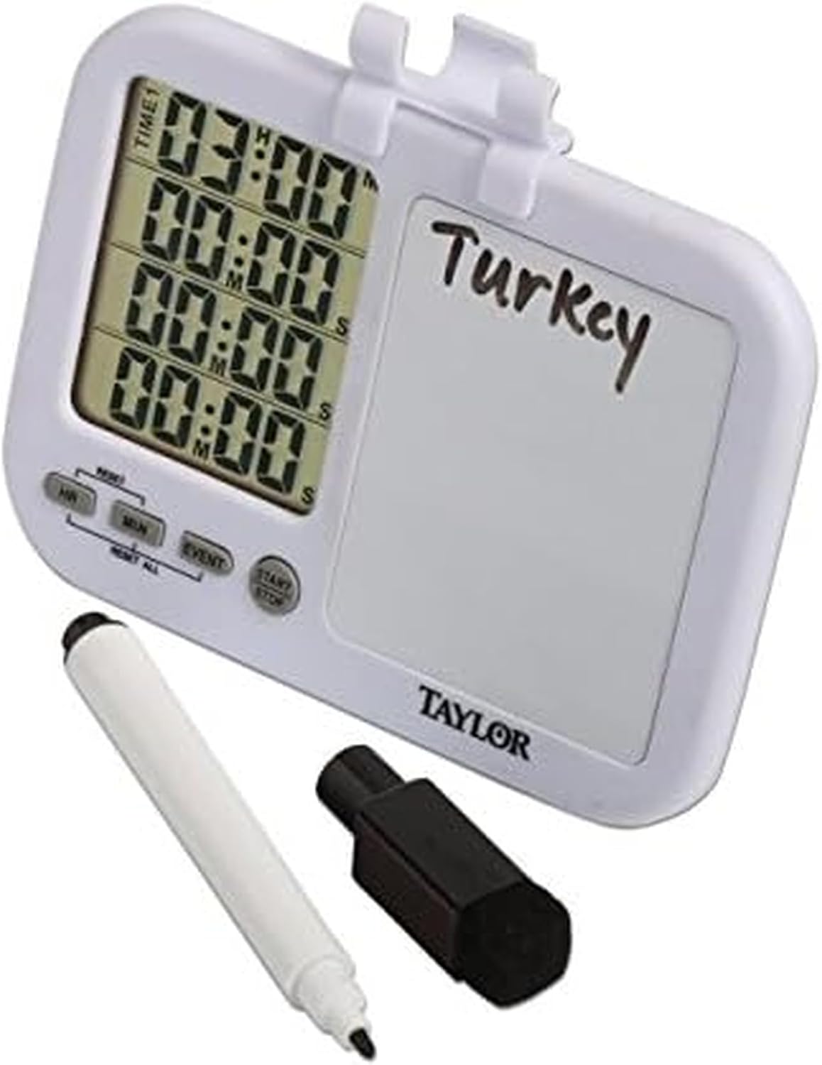 Taylor 5849 Four-Event Digital Timer with Dry Erase Whiteboard - Multi-Task Kitchen, Classroom & Project Timer