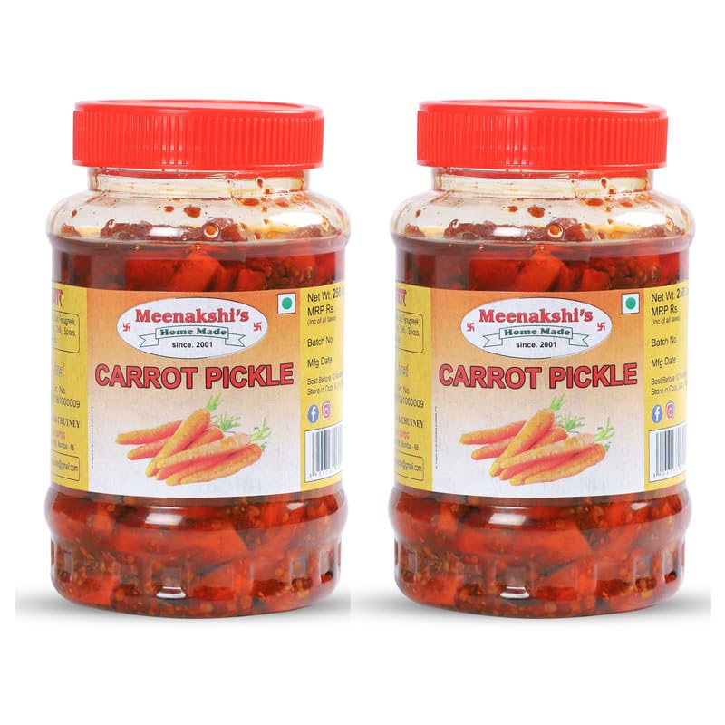 Meenakshis Home Made Carrot Pickle | A Tangy Delight with Indian Spices | 100% Natural, No Preservatives, Fresh Pickles Made with Mothers Love | 250g (Pack of - 2) (B0CF7728ZH) Amazon Price History, Amazon Price Tracker