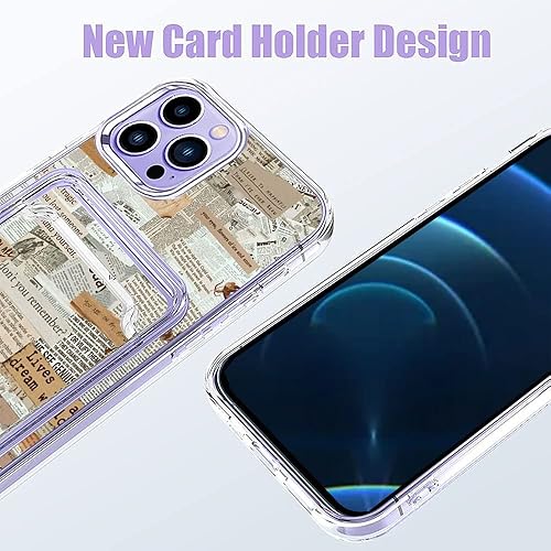Miniatura 2 de Funda estética para teléfono con tarjetero para iPhone 12 Pro Max, diseño de collage de periódicos retro, bonita funda para teléfono para niñas y