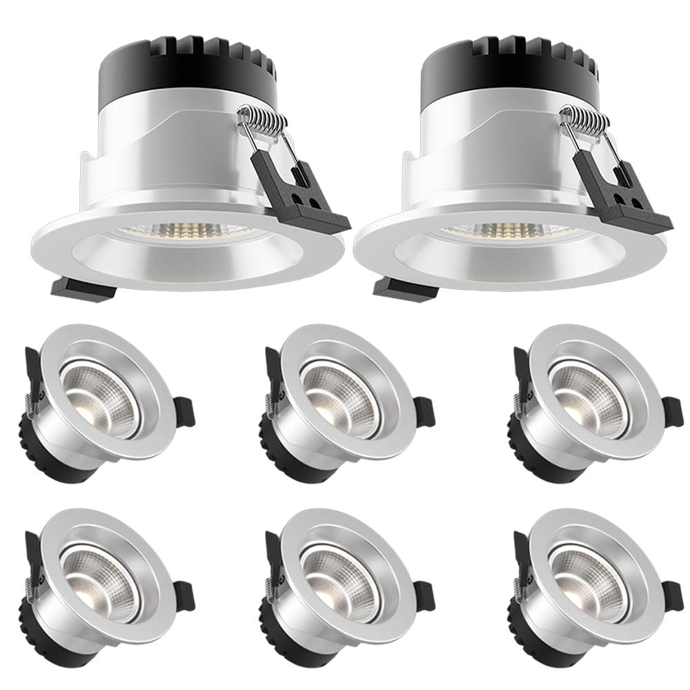 JKJZSALJ 8-Pack 3.5 Inch Led Recessed Lighting With 3000K/4000K/6000K Dimmable,Anti-Glare Baffle Trim,Cri90,Round Aluminum Ceiling,Simple Retrofit Installation - No Flicker,White