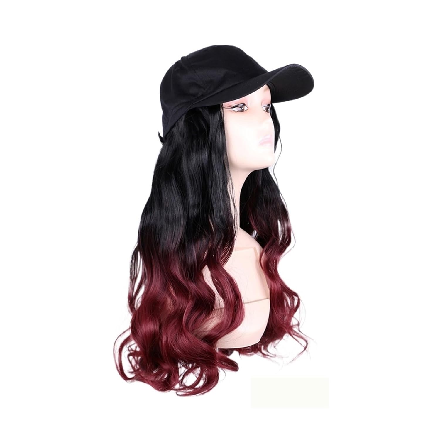 EERINESS Wig With Bangs Hat Wig Fashion Black Baseball Cap With Wig Long Wavy Synthetic Hat Wigs Adjustable Hair Hat Wig Hat with Hair Attached for Women (Color : 5)