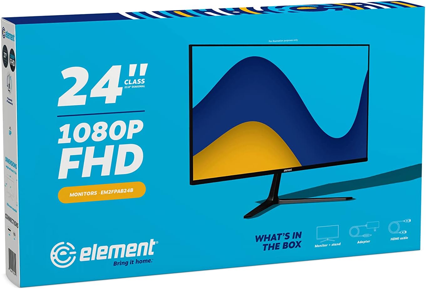 Element 24" Frameless FHD 1080p 75hz IPS Ultra Thin 1x HDMI 1x VGA PC Monitor (Renewed)