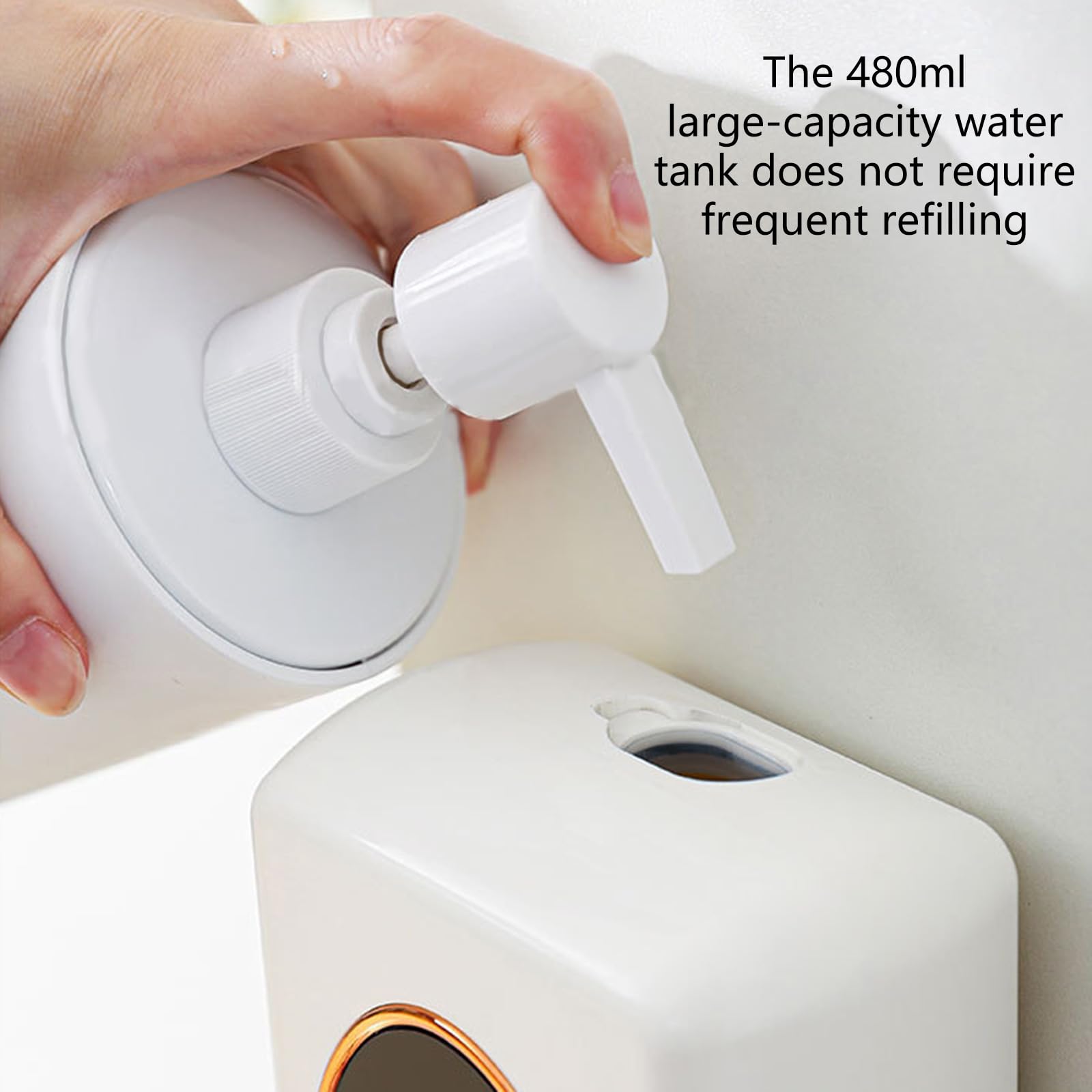 Dispenser di sapone a mani libere con rilevamento automatico, ricaricabile, 480 ml, design a tenuta stagna, per lavello da appoggio, dispenser automatico di sapone