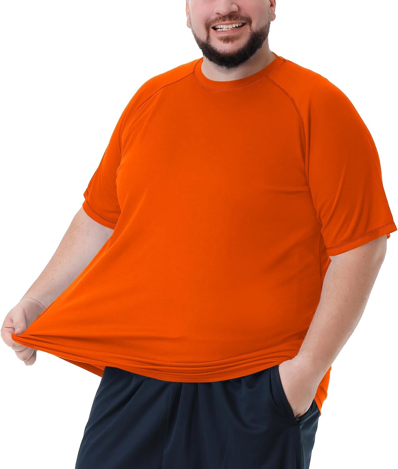 Mens Big and Tall Swim Shirt Sun Protection UPF 50+ Rash Gard Quick Dry T-Shirt
