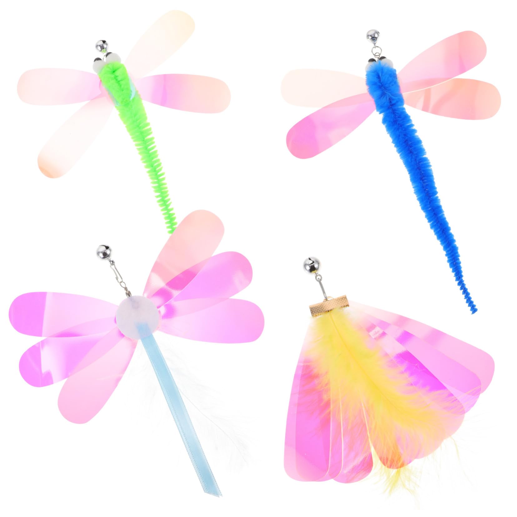 Kisangel 24pièces Recharges De Jouets à Plumes pour Remplacements De Canne Chat avec Libellules Et Et Interactif