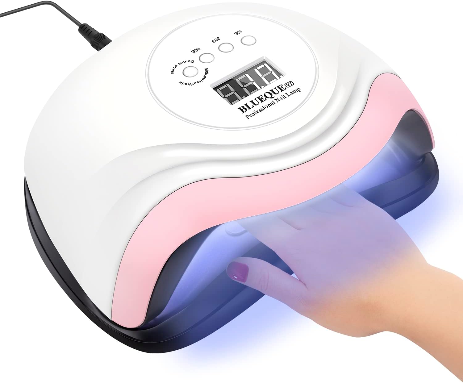 CGBE UV Nail Lamp, 268W UV Light for Gel Nails with 66 LED Beads, Touch Control Display & Auto Sensor LED Nail Lamp with 3 Timer Modes for Home Salon Nail Tools (White)