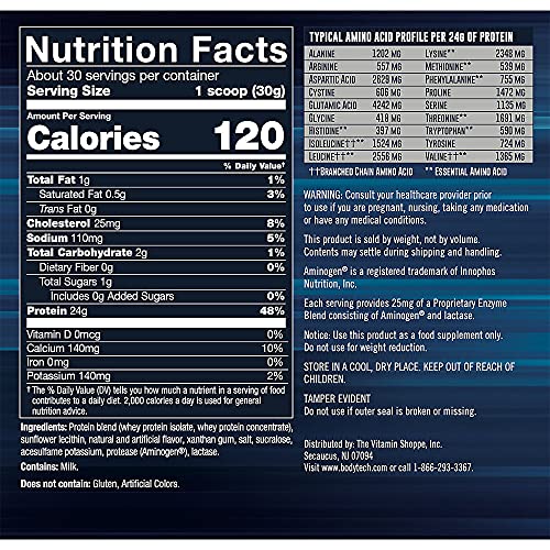 BodyTech Whey Tech Pro24 Powder Vanilla Ice Cream (2 lbs/30 Servings) - Thumbnail 3