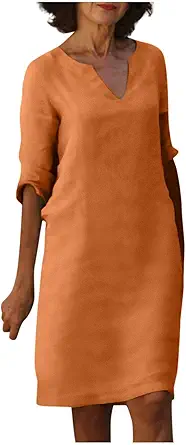 OIOLOYJM Plus Size Summer Dresses for Women 2025 Plus Size Dresses for Curvy Women 3/4 Sleeve Casual Boho Kaftan Dresses