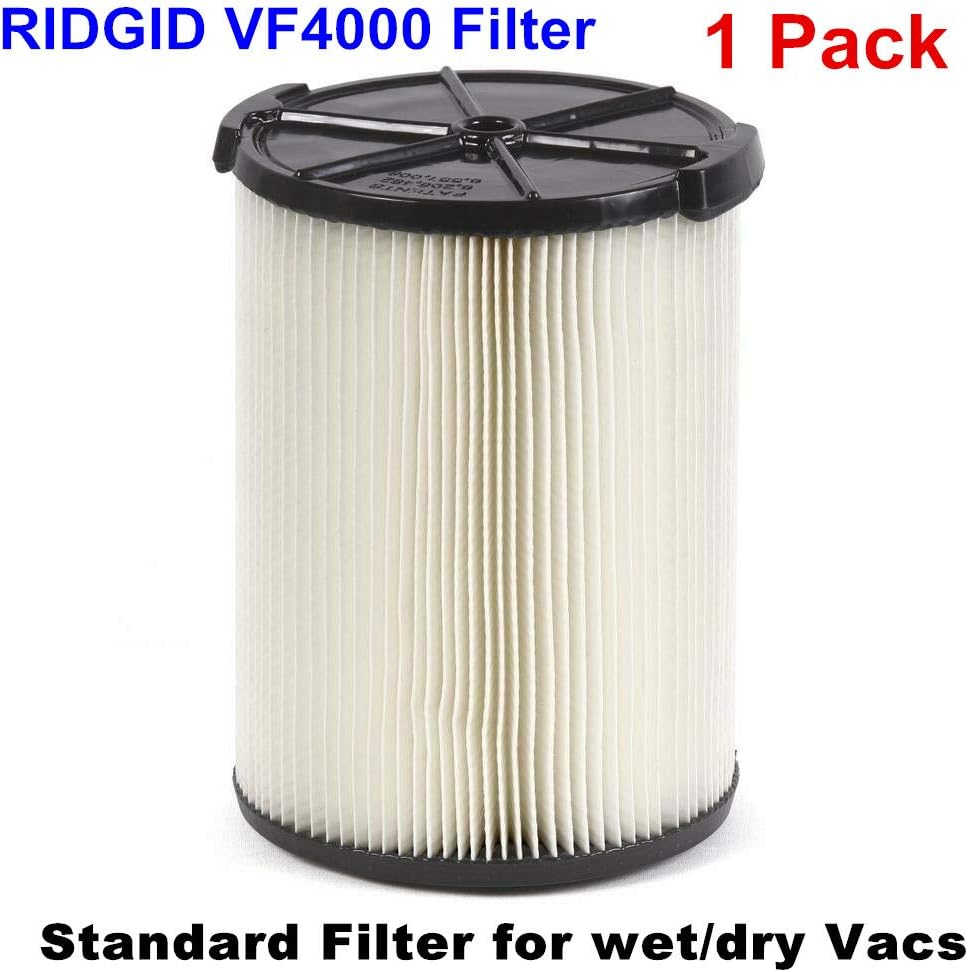 VF4000 Replacement 1-Layer Standard Wet/Dry Vac Filter Vf4000 for Ridgide Vacs 5-20 Gallons and Larger 6-9 Gal Hus ky Vacuum Cleaner-1 Pack VF4000-NEW!