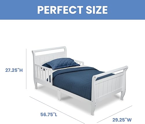 Miniatura 3 de Delta Children Trineo de cama de madera para niños cuna blanco