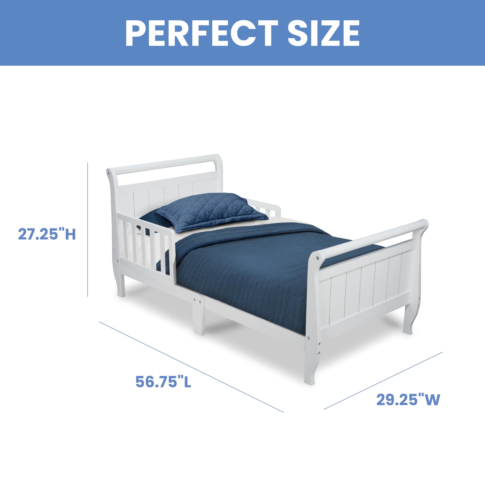 Cama infantil de trineo de madera, color blanco 3