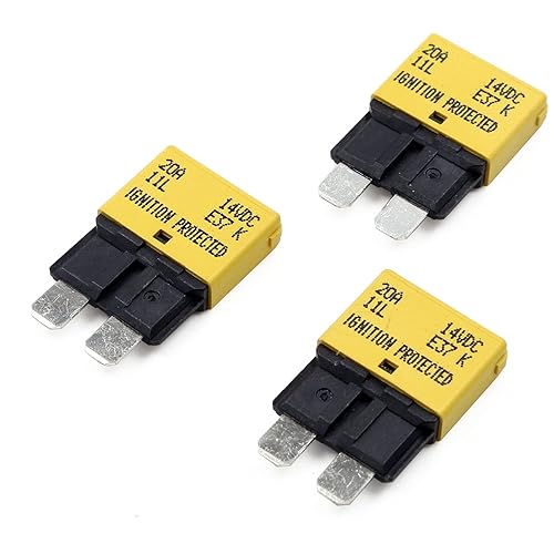 Disyuntor de fusibles ATOATC E37 de 20 A, reinicio automático, perfil bajo, 12 V CC, certificado UL, disyuntores automotrices T1, kit de fusibles de