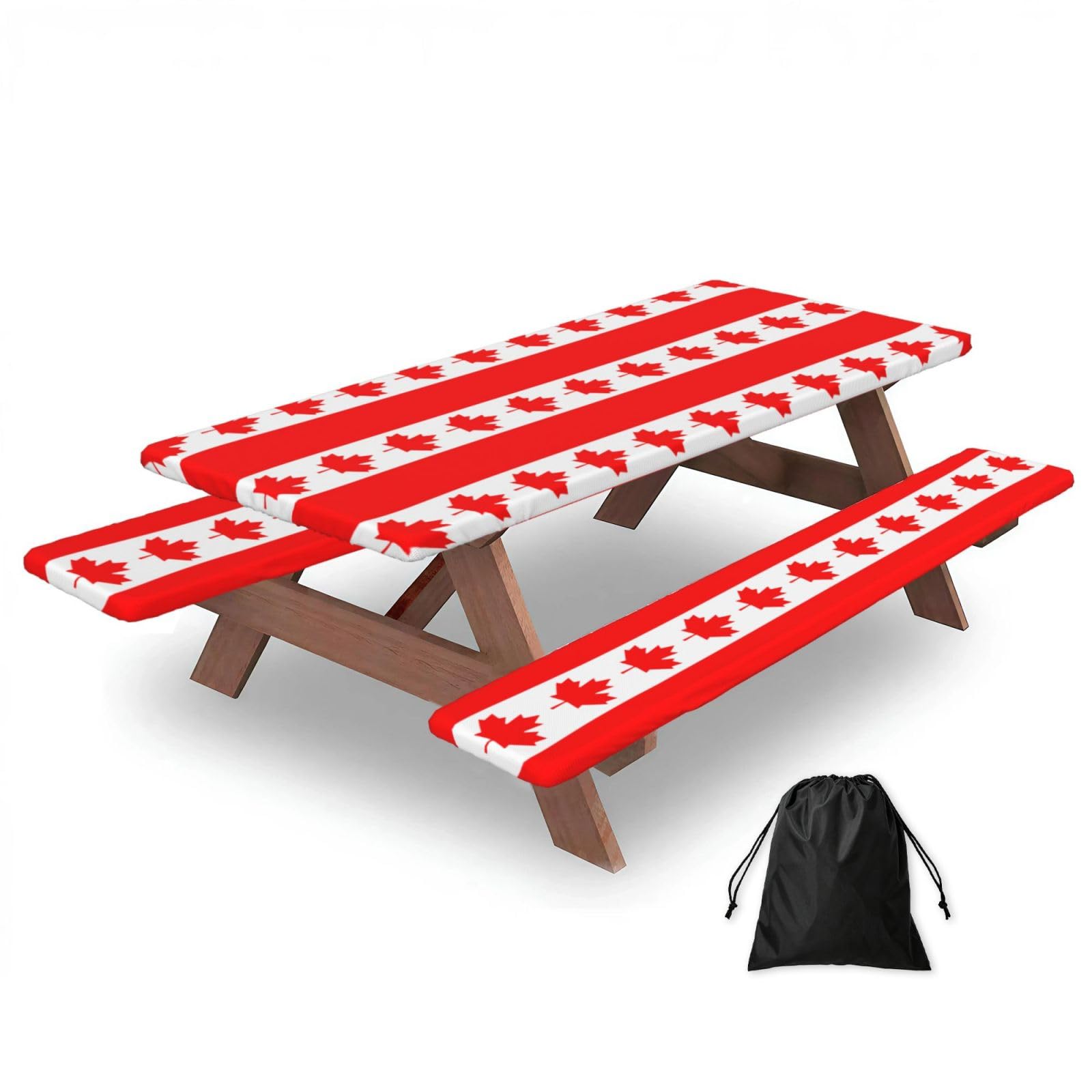 PPHGUT Canadian Flag Print Picnic Table Bench Cover Set Outdoor Garden Bbq Protector For Family Camping