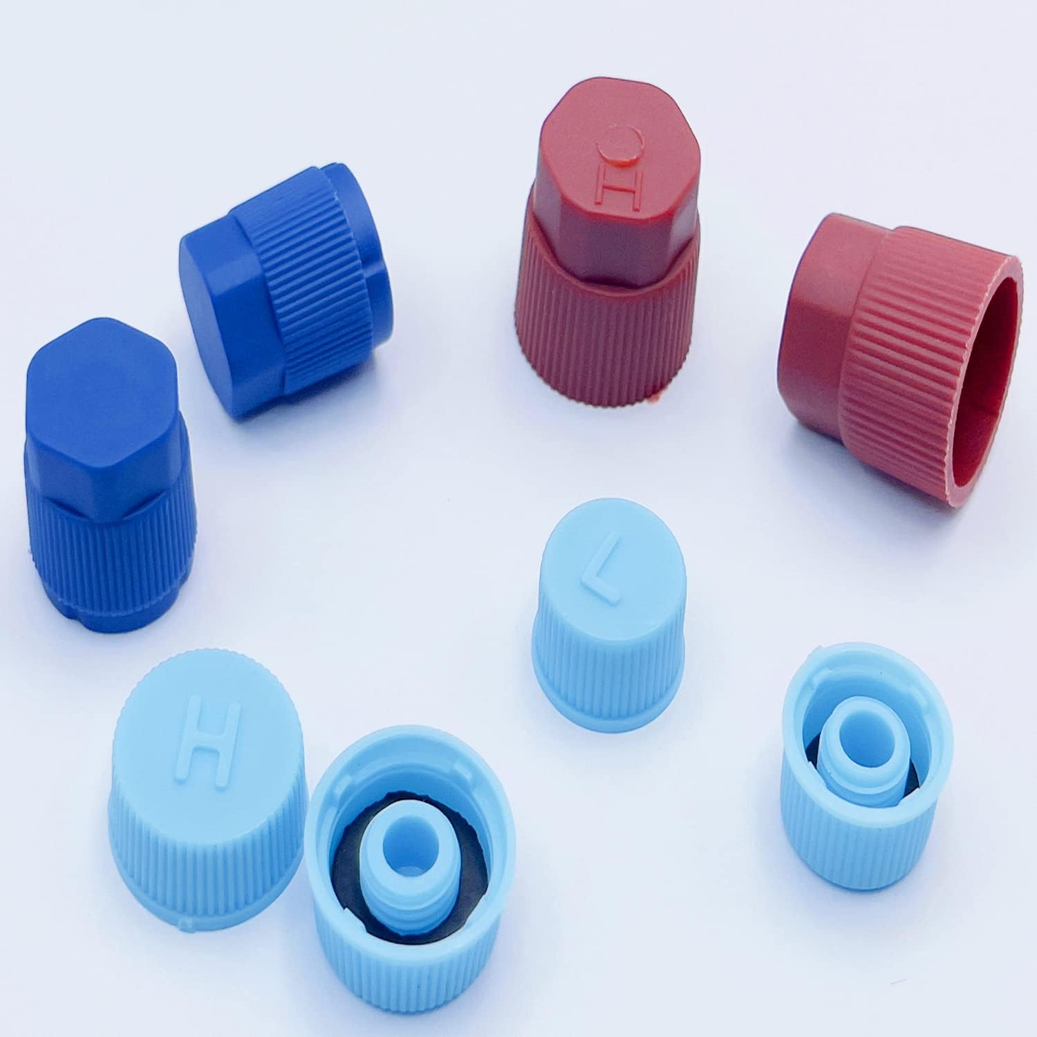 56 Pcs Air Conditioning Valve Core Kit, R12 R134A Automotive A/C Valve Cores Refrigeration Valve Cores for Car & Home A/C System Teflon Seal Refrigeration with Double Head Valve Stem Remover Tool