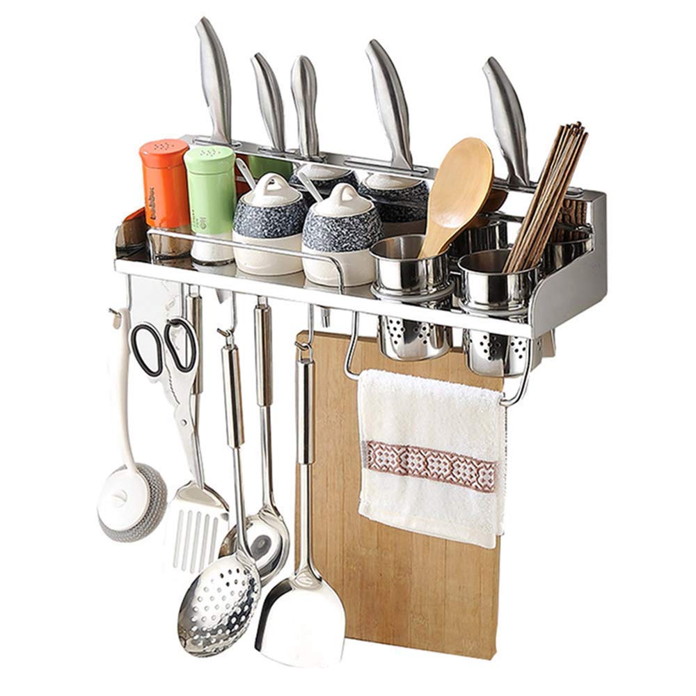 MYUYEE Shelf, Kitchen Rack 304 Stainless Steel Spice Rack Wall Hanging Kitchen Supplies Chopsticks Storage Rack