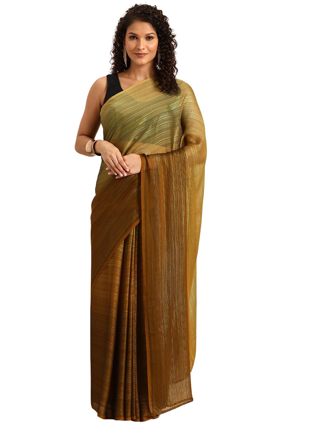 Shiv Textiles Women Poly Georgette Ready To Wear Saree Embrace Style In An Instant(St-R-10-Yellow)