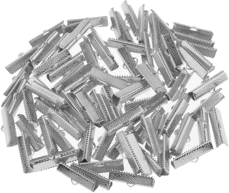 100Pcs Clamp Cord Crimp End Cap Tip Bracelet Connectors 25Mm Dull SliverCrafts|Beads & Jewelry Making|Jewelry Findings|Jewelry Clasps & Hooks