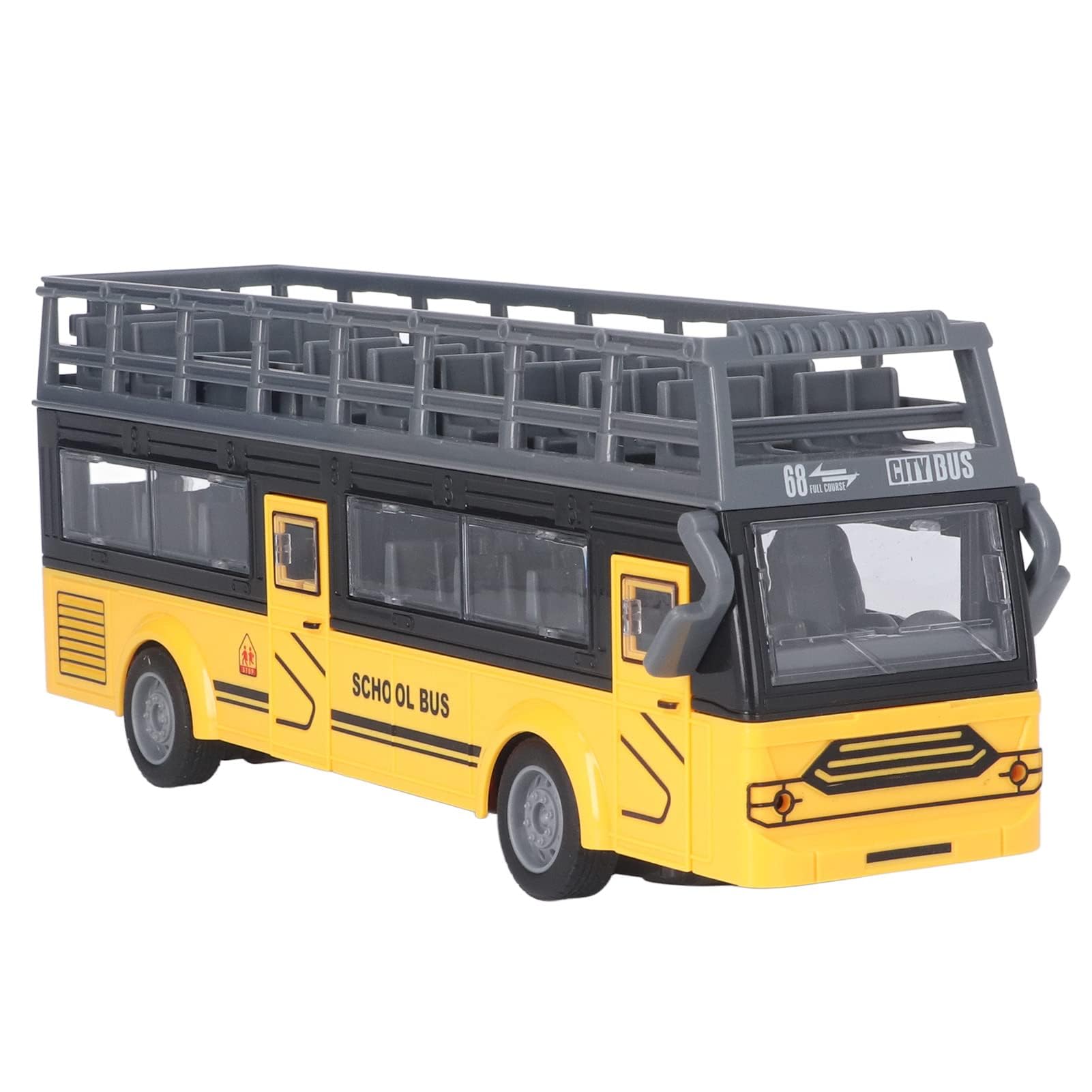Alomejor Bus à Deux étages télécommandé, Détails Fins 4 Canaux RC Bus Ouverture Sûre des Portes pour Les Jouets (Autobus Scolaire QH204 7)