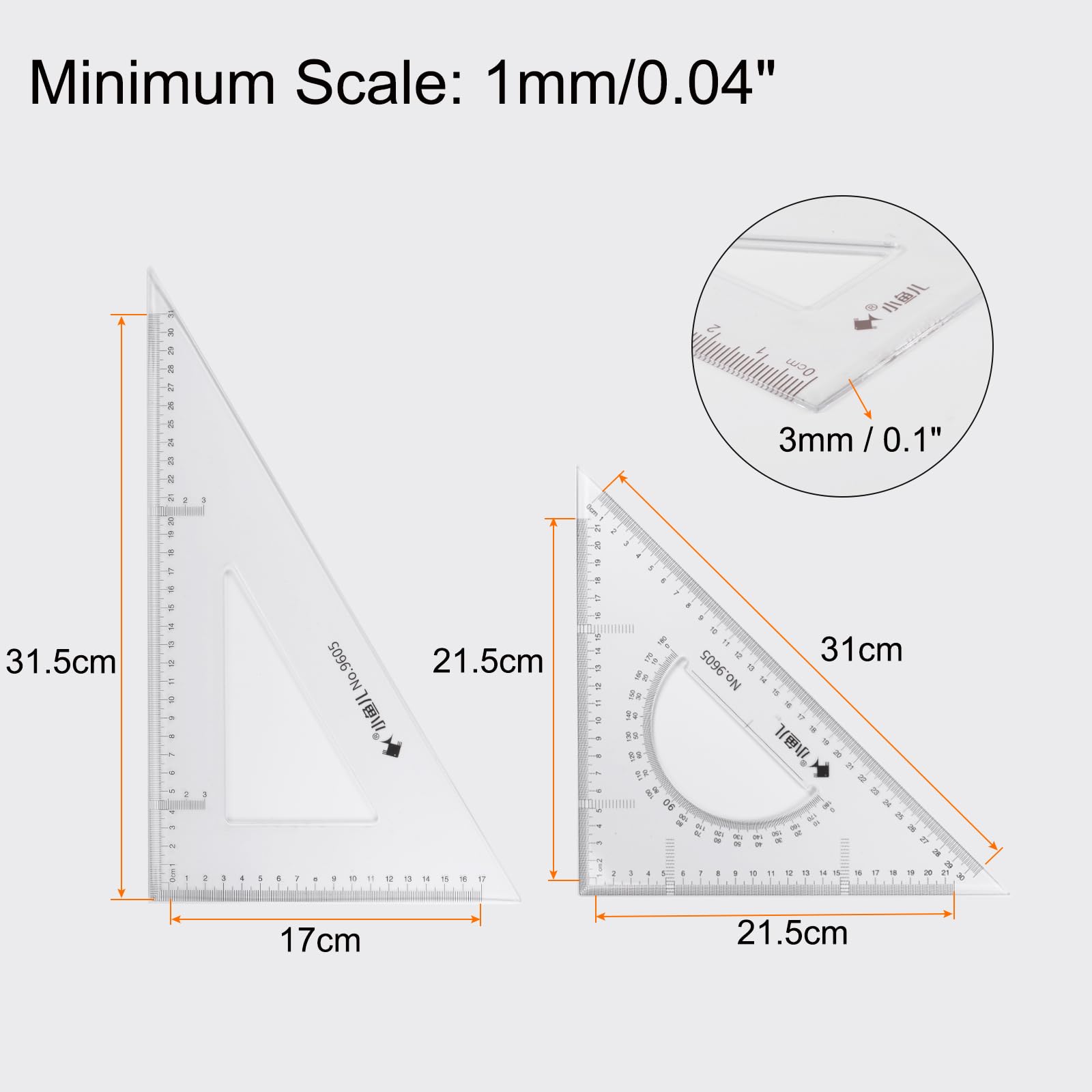 三角定規 Amazon | uxcell 三角定規 四角セット 31cm 30/60 と 45/90度 測定