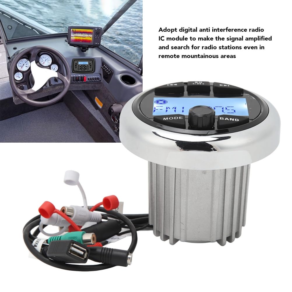Du 12V Reproductor Mp3 Bluetooth Resistente Al Agua Anti Interferencias Estéreo Digital Radio de Audio FM Am para Barcos Marinos RV