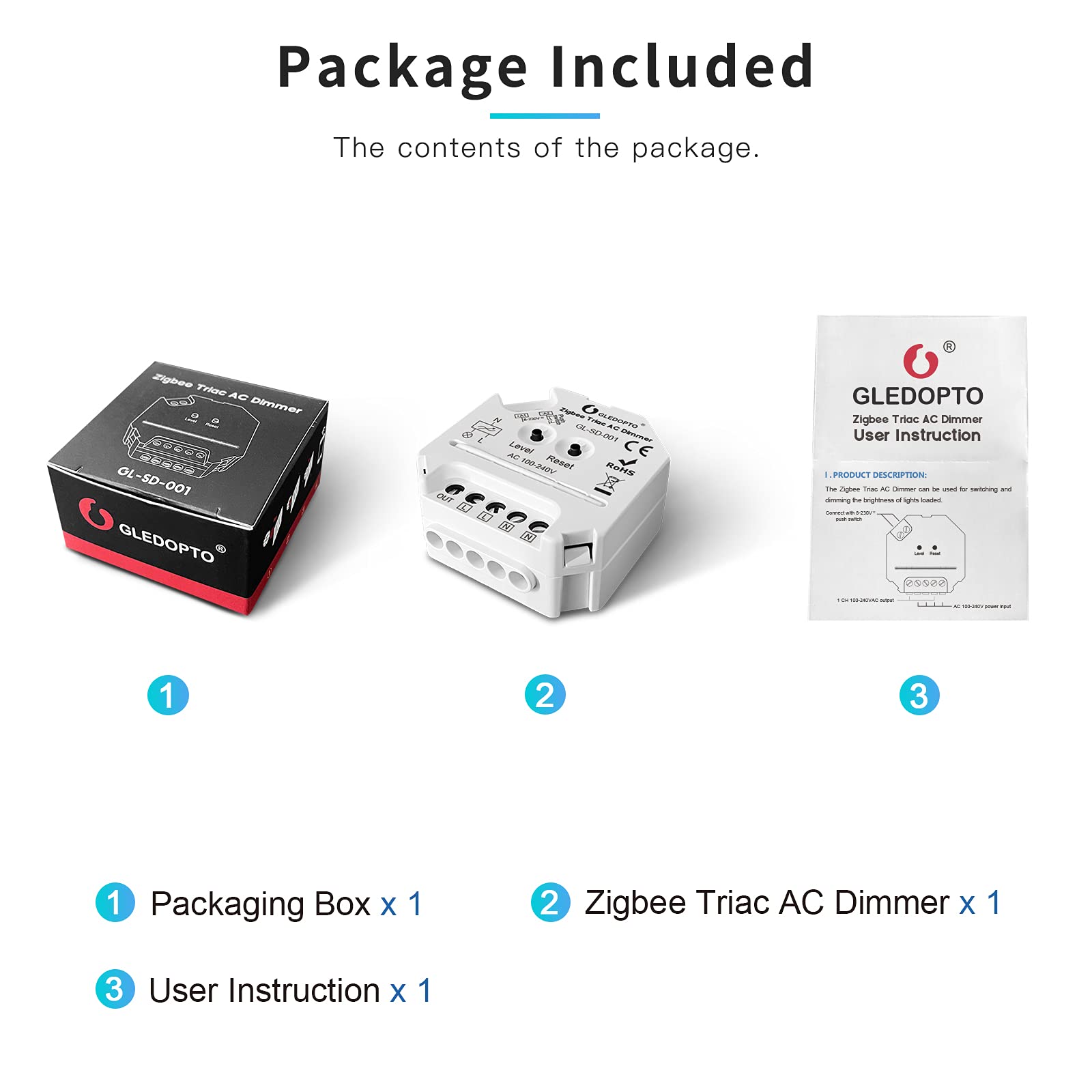 GLEDOPTO Pro serie ZigBee 230V inbouw-UP Controller schakelaaractuator voor led-halogeenlampen, transformator en lampen met knopaansluiting of schakelaaraansluiting (schakelactor Pro