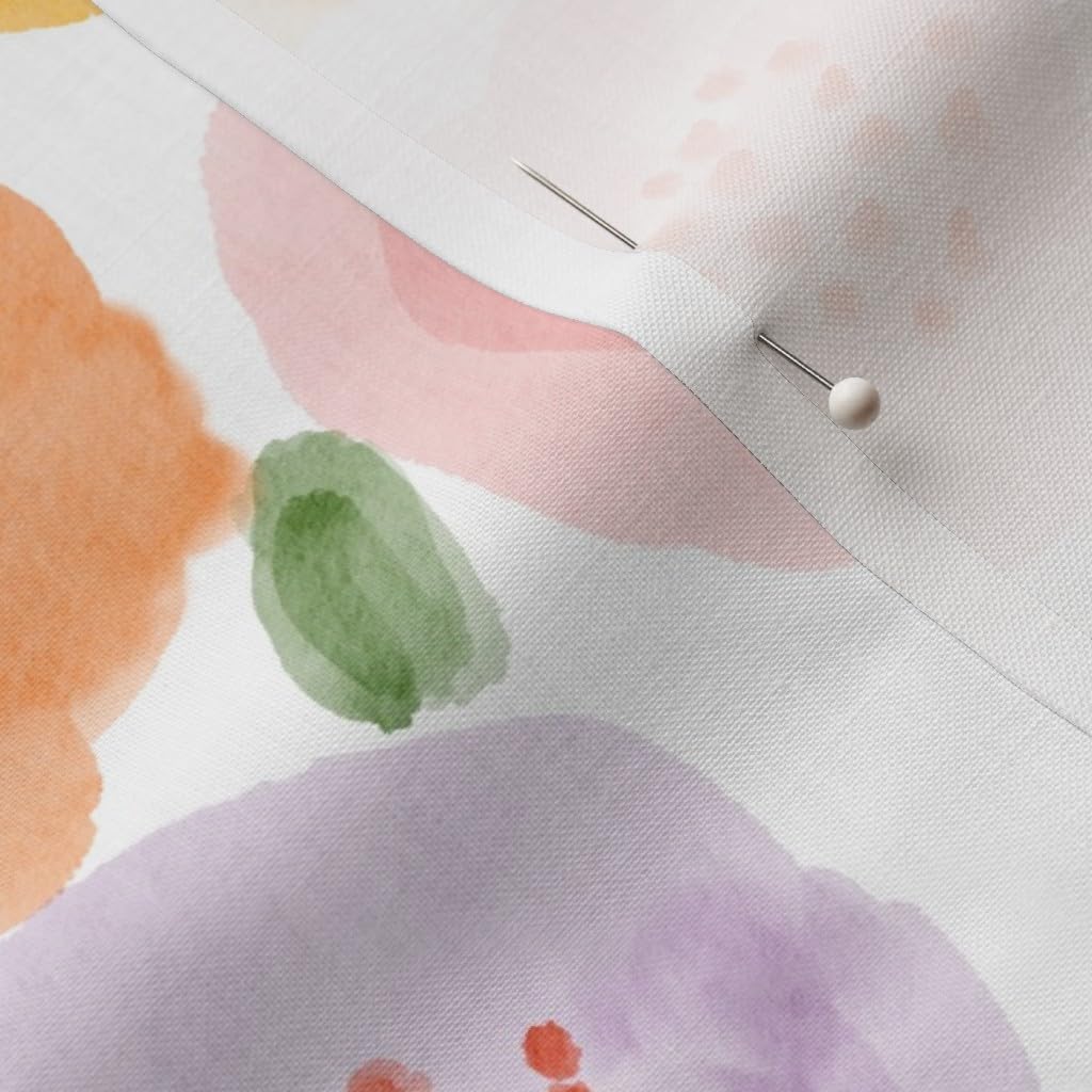 Spoonflower Fabric - Pastel Floral Pink Purple Blue Watercolor Flower Blooms Printed on Petal Cotton Fabric Fat Quarter - Sewing Quilting Apparel Crafts Decor