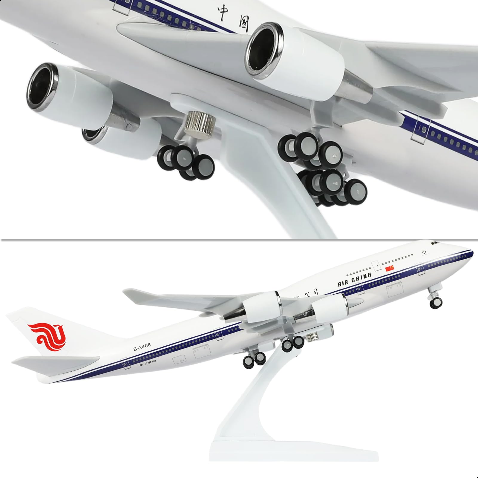 1/240 Air China 747 Modèle d'avion Boeing 747 avec support (longueur 12 pouces) Kit de modélisme préfabriqué pour adultes - Cadeaux créatifs du monde de l'aviation