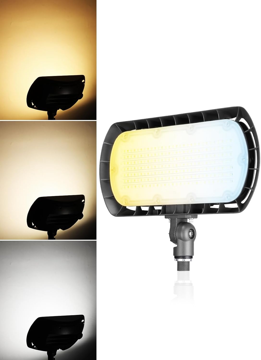 LEONLITE 90W/70W/50W Adjustable LED Flood Light Outdoor with Knuckle Mount, UL&DLC Listed, 5000K/4000K/3000K Selectable, 120-277V, Security Area Lights for Yard, Garage, IP65 Waterproof, Bronze