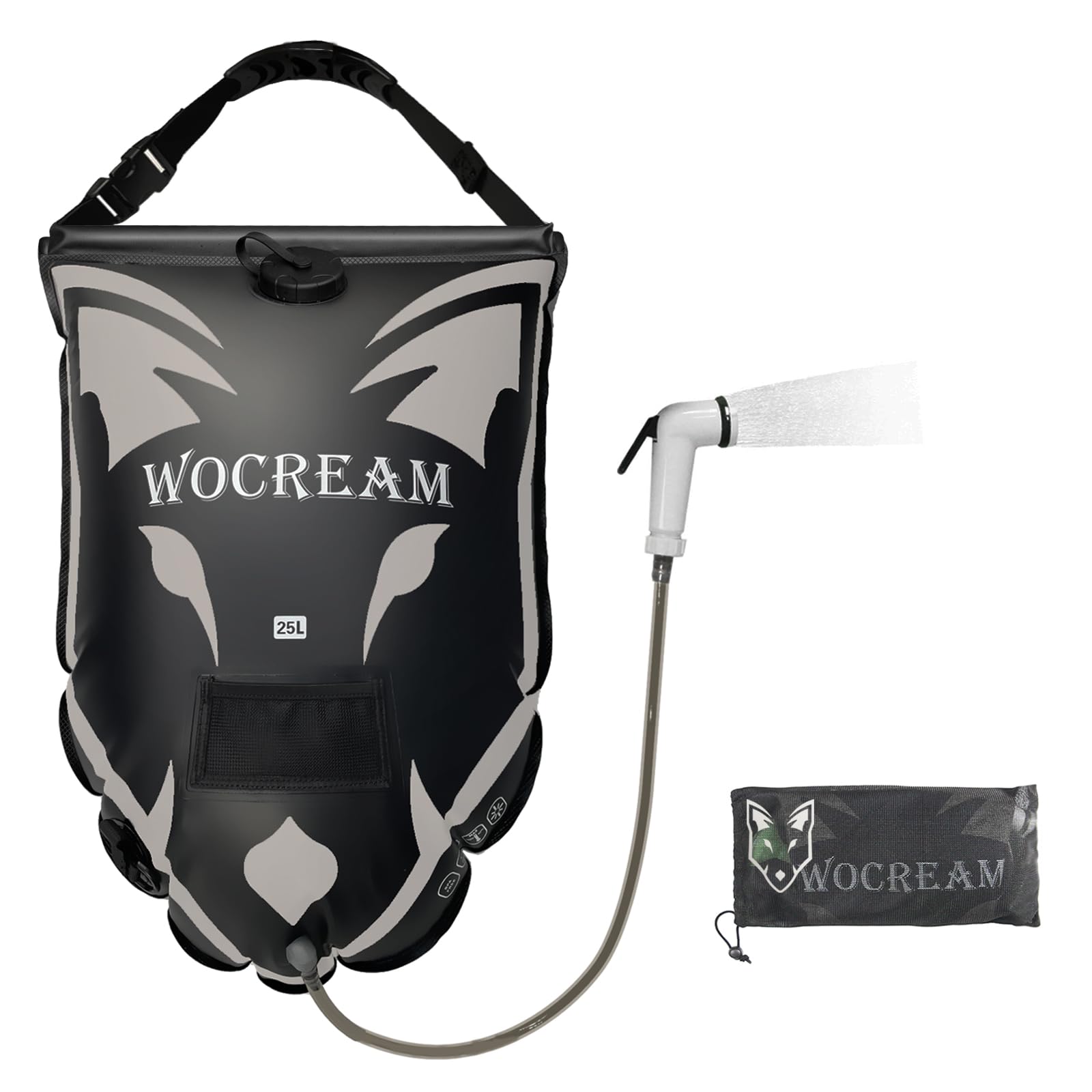 Camping Shower Outdoor, 6.6 Gallons/25L Camping Shower Bag, TPU Shower Bag, Large Water Flow, Handheld Shower, Solar Shower, Portable Shower for Camping, Beach, Backpacking, White-image-37