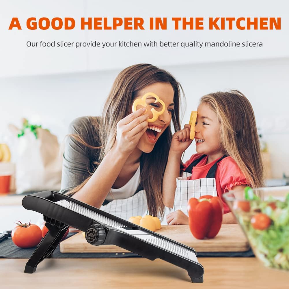Adjustable Mandoline Slicer Stainless Steel Blade Julienne Slicer Vegetable Julienne Onion Slicer Potato Chip French Fry Cutter Food Slicer for Kitchen