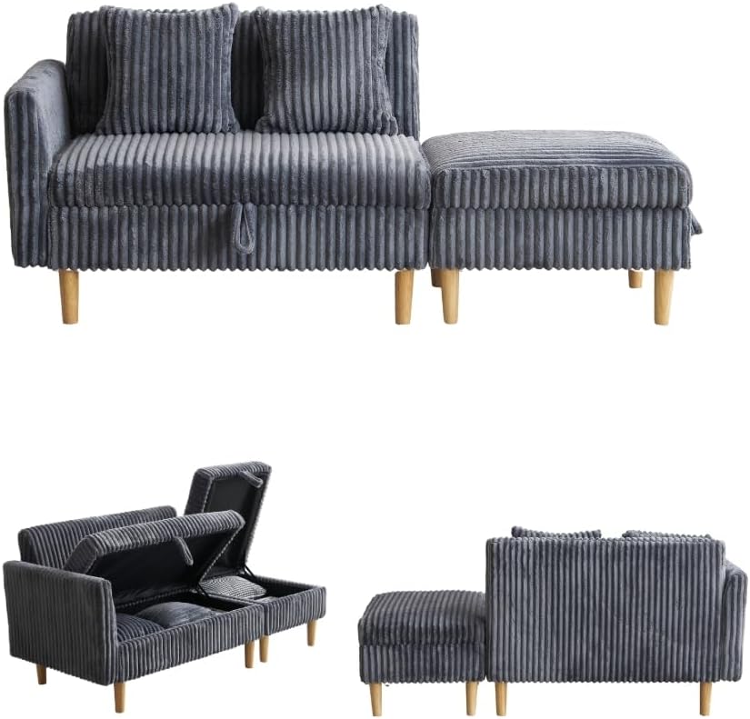 ソファ 3人掛け ソファベッド 収納付き オットマン付き ふわふわ素材