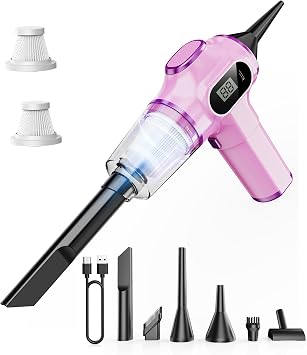 Women-Friendly Cordless Pink Car Vacuum Cleaner 15000Pa Portable Mini Handheld Vacuum Cleaner, Effortlessly Handles Car,Office,Home & Pet Cleaning