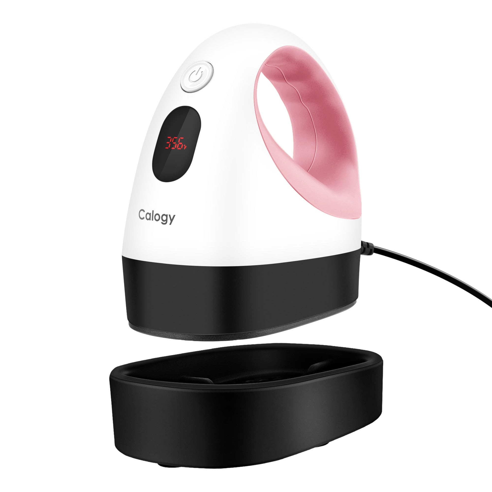 Calogy Transferpresse Mini Hitzepresse, Kleine Heißpresse mit 3 Heizstufen, Tragbare Mini Heat Press Temperaturanzeige für T-Shirts, Schuhe, Hüte, HTV-Vinyl (Weiß Rosa)