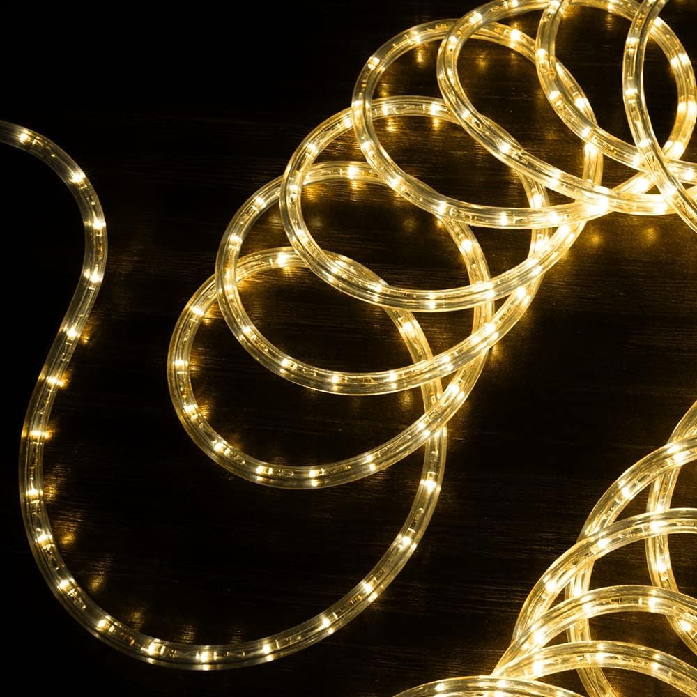 LED Lichtschlauch, 25m Länge, Außenbereich, Warmweiß 2200K, IP65 Wasserdicht, Dimmbar, PVC-Rohr, 899 LEDs, 4m Anschlusskabel, Ganzjährig, Garten & Terrasse